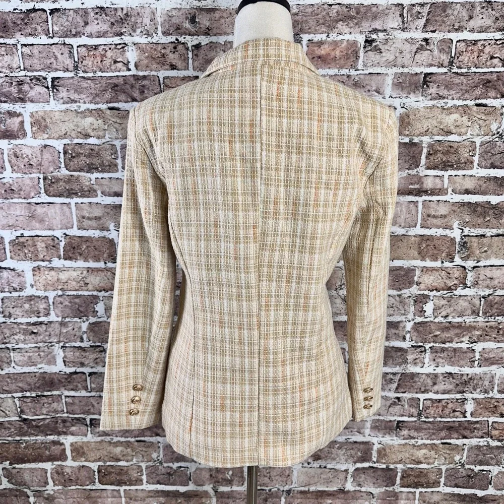 Attitude Unknown Women's Beige‎ NWOT Tweed Double Breasted Blazer Jacket Size M - Picture 9 of 16